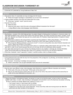 Set the Stage: Outline for all Presentations