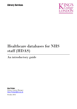 Healthcare databases for NHS staff (HDAS)