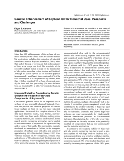 Genetic Enhancement of Soybean Oil for Industrial Uses