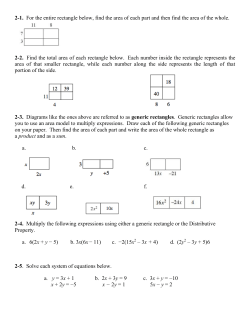 2-1. For the entire rectangle below, find the area of each part and