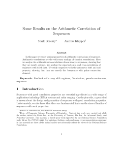 Some Results on the Arithmetic Correlation of Sequences