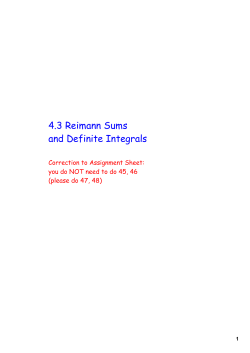 4.3 Reimann Sums and Definite Integrals
