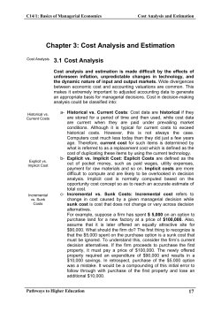 Chapter 3: Cost Analysis and Estimation
