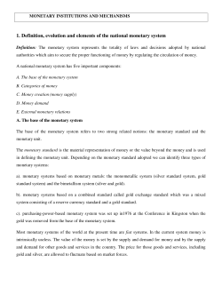 1. Definition, evolution and elements of the national monetary system