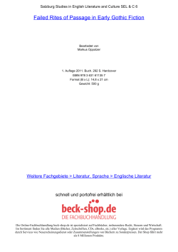 Failed Rites of Passage in Early Gothic Fiction - Preamble - Beck-Shop