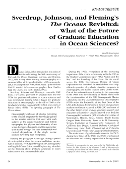 Sverdrup, Johnson, and Fleming`s What of the Future of Graduate