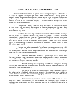Memorandum Regarding Basic Estate Planning