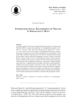 Stanislav Kol&aacute;ř: Intergenerational Transmission of Trauma in