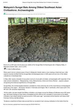 Malaysia`s Sungai Batu Among Oldest Southeast Asian Civilizations