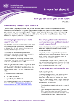 Privacy fact sheet 31: How you can access your credit report