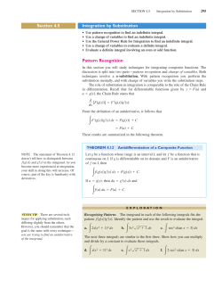 Section 4.5 Integration by Substitution Pattern Recognition