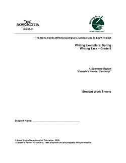 Student Work Sheets, Grade 6 - Nova Scotia Writing Exemplars