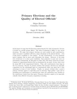 Primary Elections and the Quality of Elected Officials