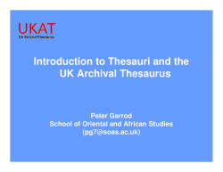 Introduction to Thesauri and the UK Archival Thesaurus