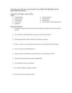This study guide will be due on day of Cold War Test: TERMS NOT
