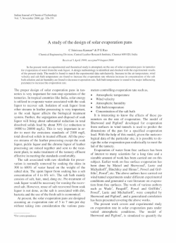 A study of the design of solar evaporation pans