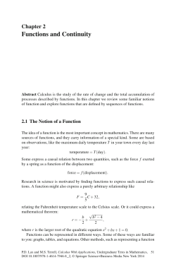 Functions and Continuity