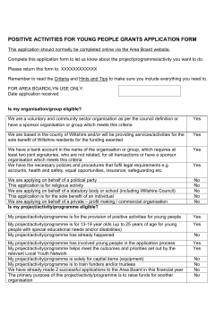 POSITIVE ACTIVITIES FOR YOUNG PEOPLE GRANTS