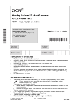 Question paper - Unit F324/01 - Rings, polymers and analysis
