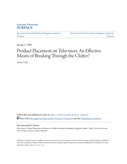 Product Placement on Television: An Effective Means of Breaking