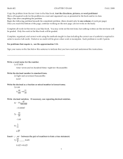 Math 402 CHAPTER 5 EXAM FALL 2008 Copy the problem from the