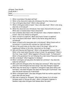 Antigone, Jean Anouilh Study Guide 1 Name