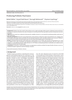 Producing Probiotic Peach Juice - Biotechnology and Health Sciences