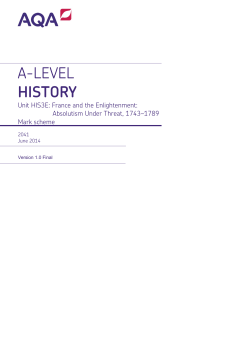 A-level History Mark scheme HIS3E - France and the Enlightenment