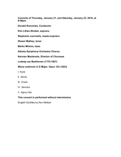 Concerts of Thursday, January 21, and Saturday, January 23, 2016