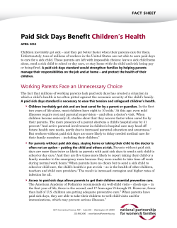 Paid Sick Days Benefit Children`s Health