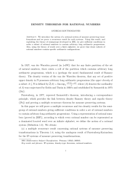 DENSITY THEOREMS FOR RATIONAL NUMBERS Introduction In