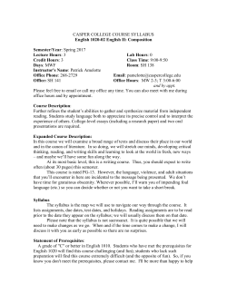 Spring 2017 Lecture Hours: 3 Lab Hours: 0