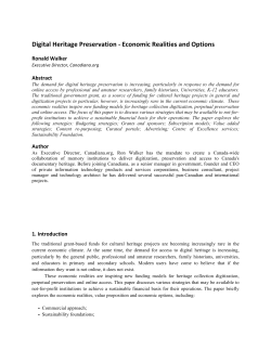 Digital Heritage Preservation -‐ Economic Realities and