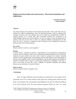 Digital networked media and social memory. Theoretical