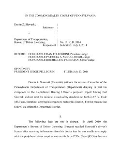 IN THE COMMONWEALTH COURT OF PENNSYLVANIA Dustin Z