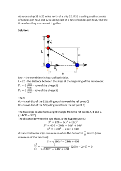 At noon a ship S1 is 20 miles north of a ship S2. If S1 is sailing south