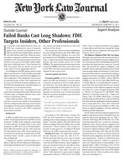 Failed Banks Cast Long Shadows: FDIC Targets Insiders, Other