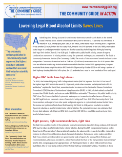 Lowering Legal Blood Alcohol Limits Saves Lives