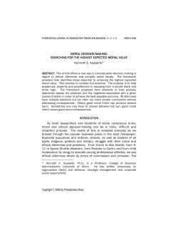 MORAL DECISION MAKING: SEARCHING FOR THE HIGHEST