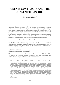 Gray, Anthony --- "Unfair Contracts and the Consumer Law Bill