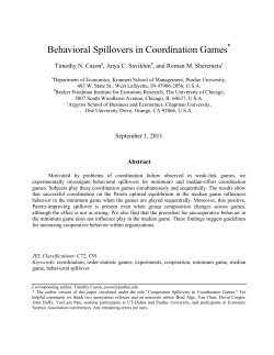 Behavioral Spillovers in Coordination Games
