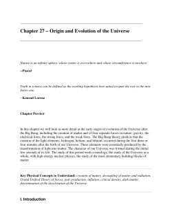 Chapter 27 &ndash; Origin and Evolution of the Universe