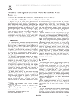 Subsurface ocean argon disequilibrium reveals the equatorial