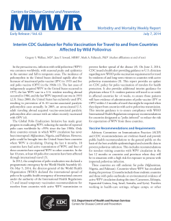 Interim CDC Guidance for Polio Vaccination for Travel to and from