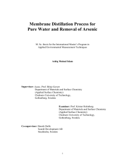 Membrane Distillation Process for Pure Water and Removal of Arsenic