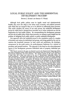 Local Public Policy and the Residential Development Process