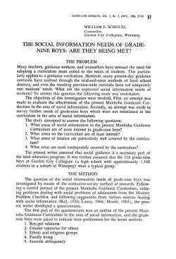 THE SOCIAL INFORMATION NEEDS OF GRADE NINE BOYS: ARE