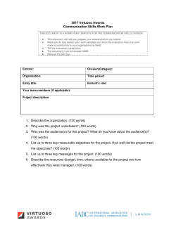 2017 Virtuoso Awards Communication Skills Work Plan 1. Describe