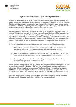 "Agriculture and Water &ndash; Key to Feeding the World"