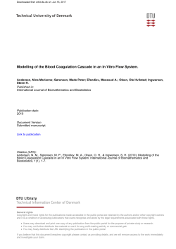 Modelling of the Blood Coagulation Cascade in an In